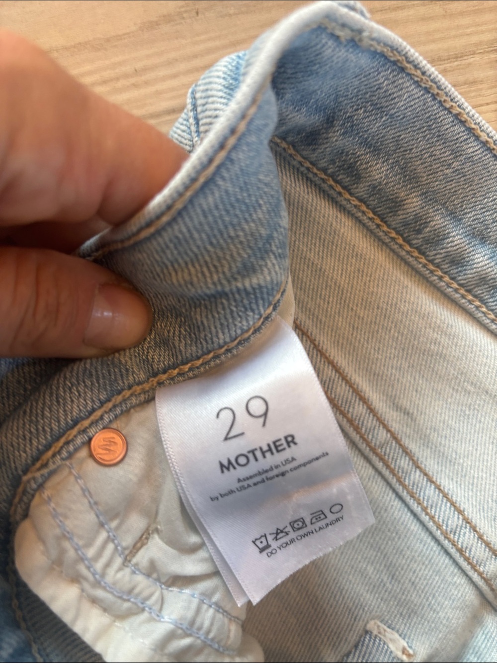 MOTHER Straight-Leg Light Blue Button-Fly Jeans- The Pixie Dazzler Ankle - Picture 4 of 5